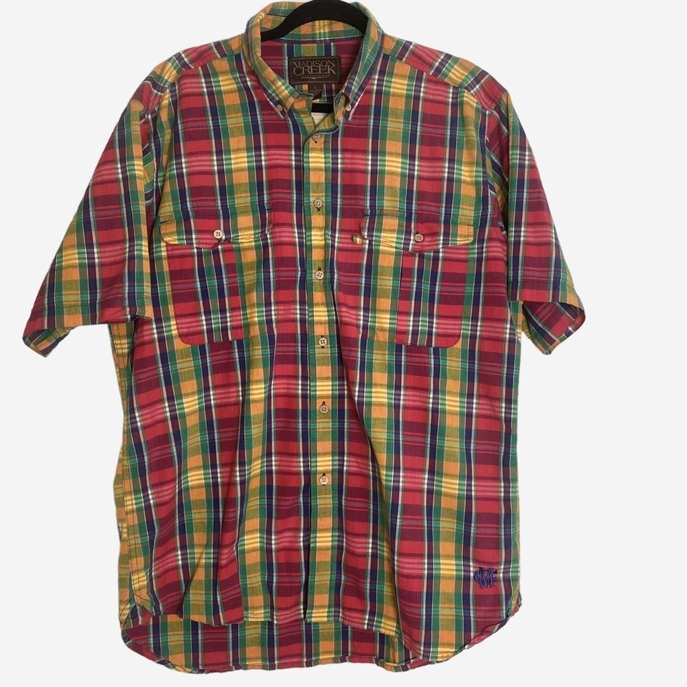 Madison Creek‎ Outfitters Plaid Fishing Button Down Shirt Men’s Large